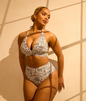 Halter Neck Tie Bikini Top - Shell RELR