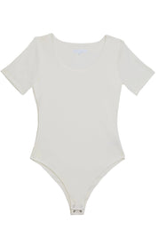 Scoop Neck Short Sleeve 'Megan' Bodysuit - Coconut Elrstyle