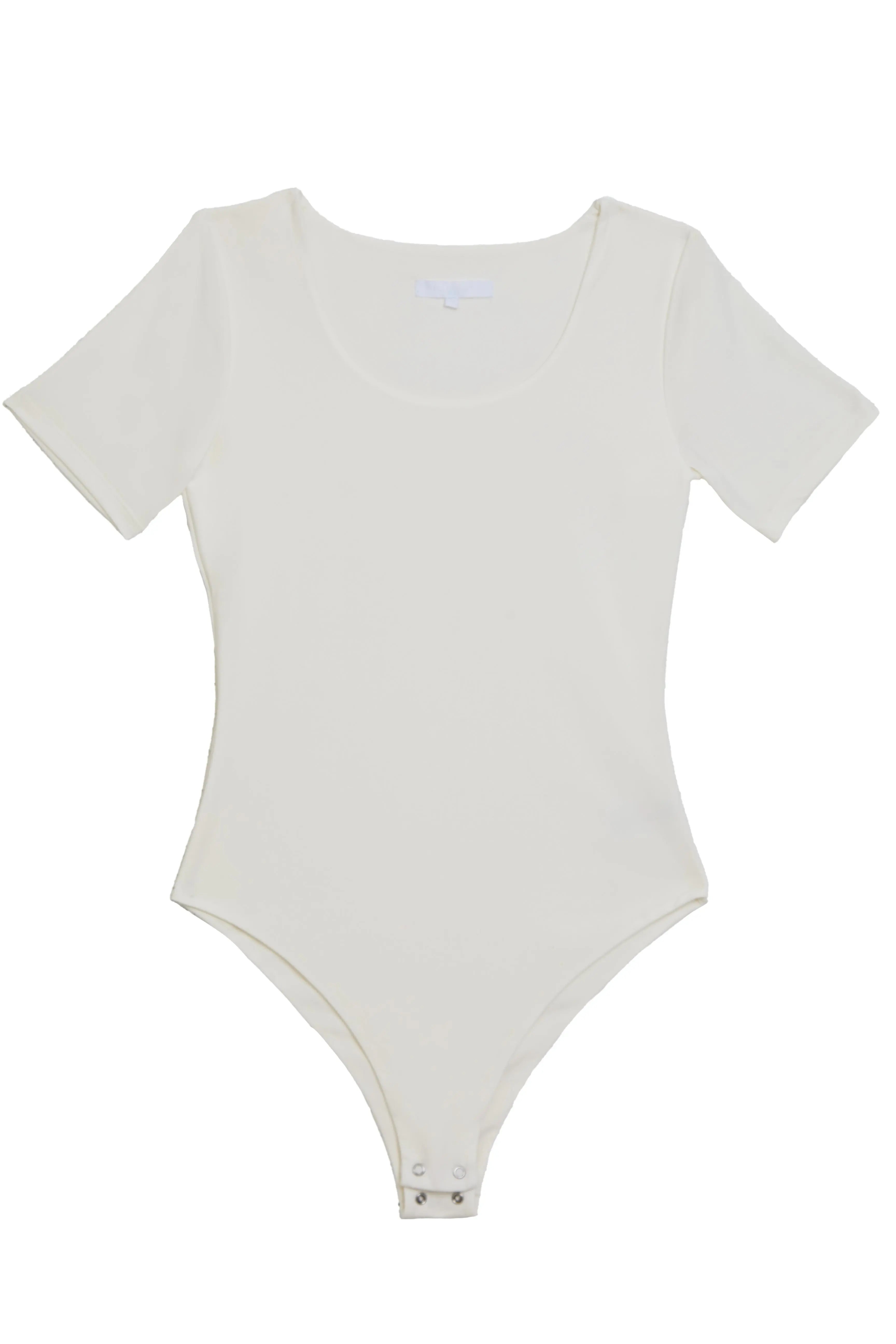 Scoop Neck Short Sleeve 'Megan' Bodysuit - Coconut Elrstyle