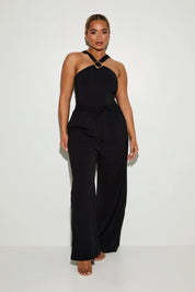 Gold Ring Detail Halterneck 'Nell' Bodysuit -Black (Limited Edition) RELR