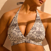 Halter Neck Tie Bikini Top - Shell RELR