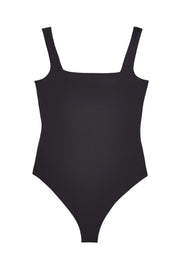 Square Neck Sleeveless 'Jade' Bodysuit - Black Elrstyle