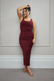 Ruched Scoop Neck Shaping 'Orla' Maxi Dress - Zinfandel Elrstyle