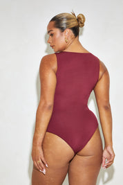 Scoop Neck Plunge Sleeveless 'Joy' Bodysuit - Zinfandel Elrstyle