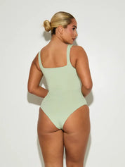 Square Neck Sleeveless 'Jade' Bodysuit - Matcha Elrstyle