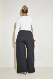 High Waisted Wide Leg ‘Mila’ Trousers - Black Elrstyle