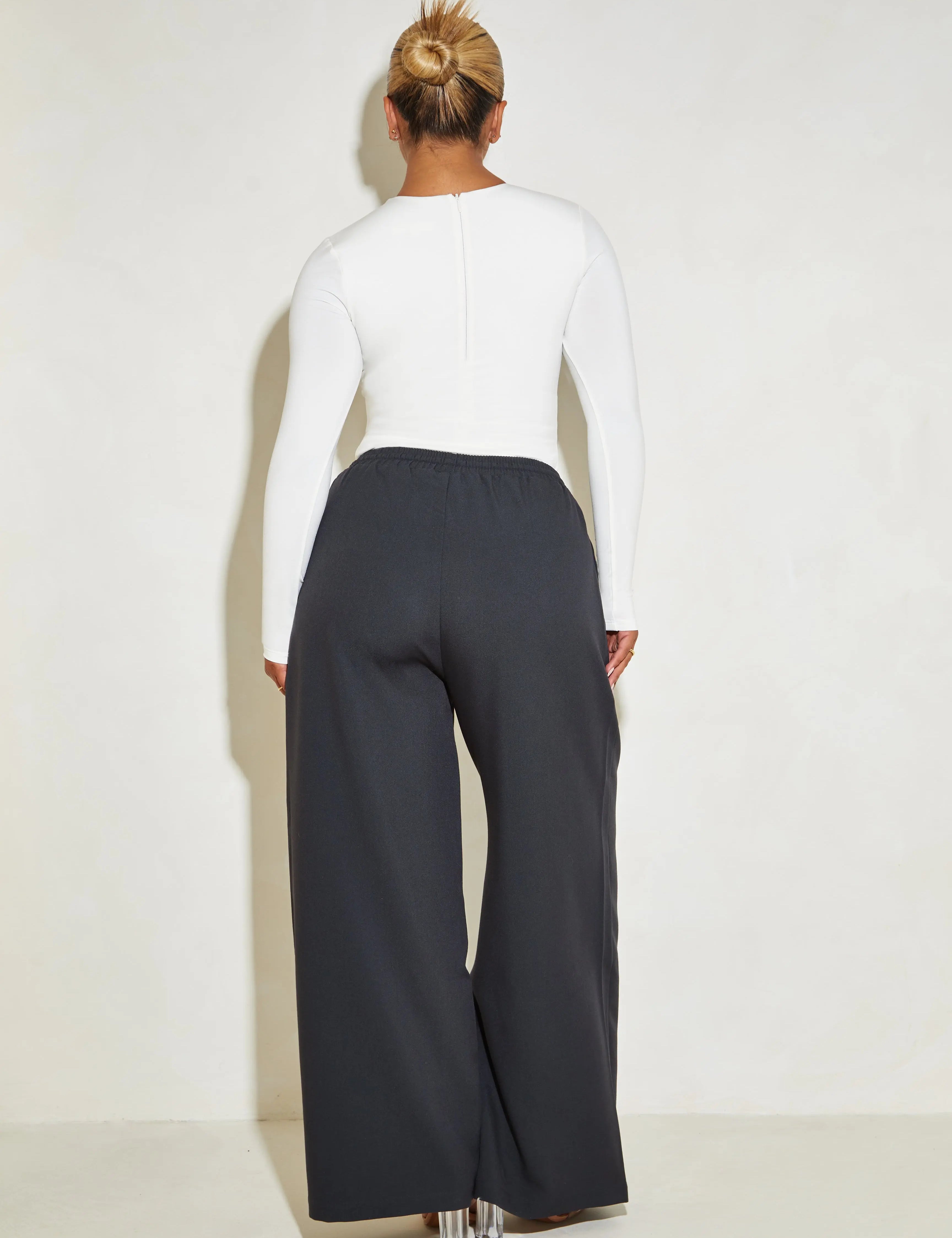 High Waisted Wide Leg ‘Mila’ Trousers - Black Elrstyle