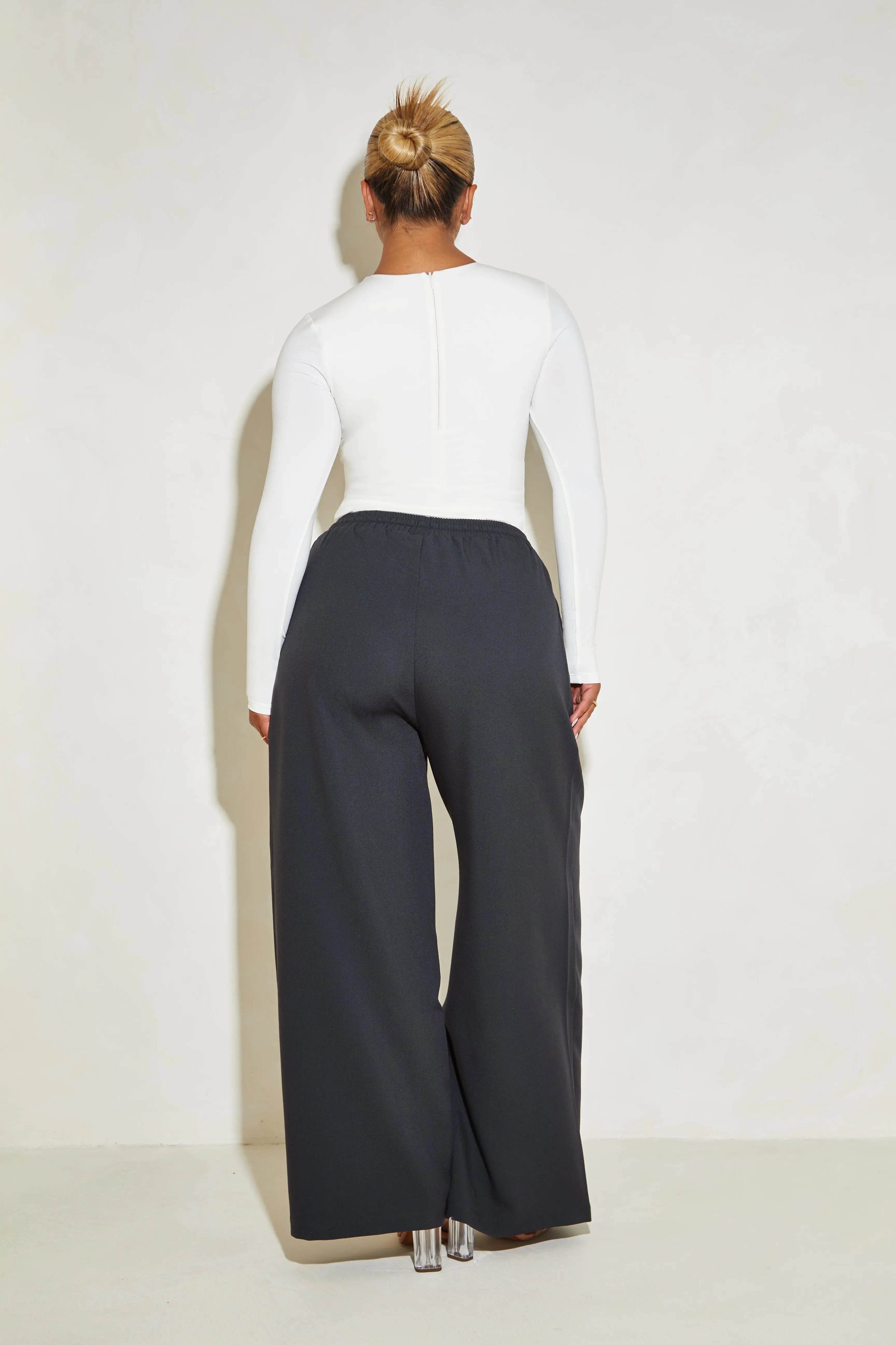 High Waisted Wide Leg ‘Mila’ Trousers - Black Elrstyle