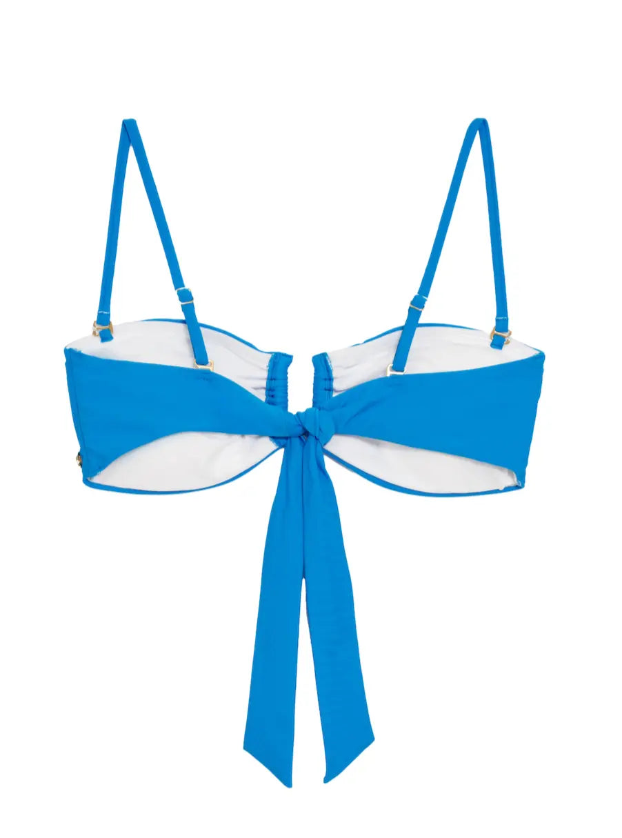 Bandeau U- Front Removable Strap Bikini Top in Ibiza Blue Elrstyle