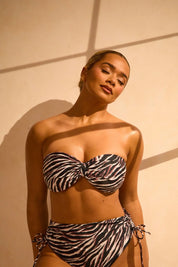 Bandeau Removable Strap Bikini Top - Zebra Print RELR