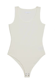Scoop Neck Plunge Sleeveless 'Joy' Bodysuit - Coconut Elrstyle
