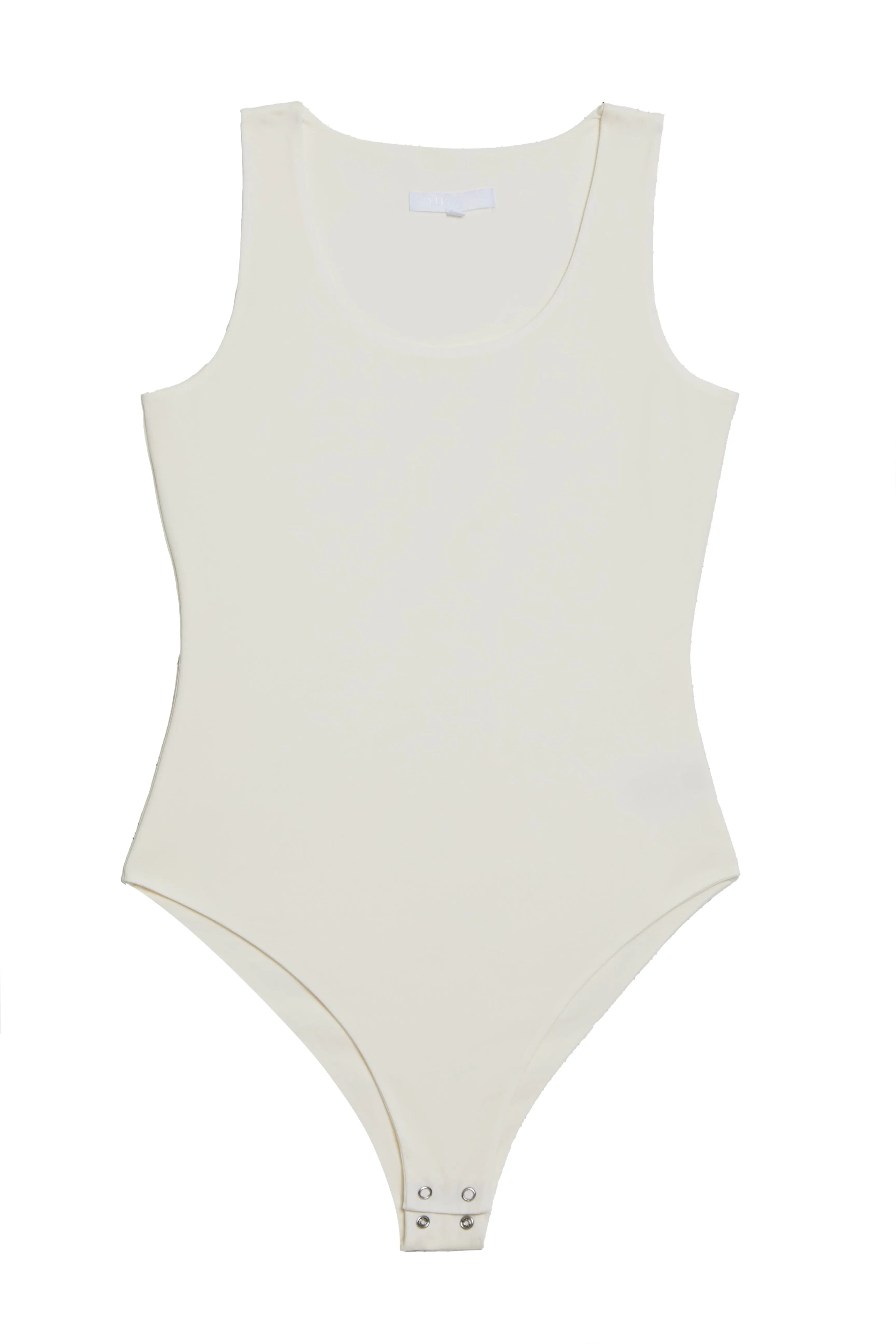 Scoop Neck Plunge Sleeveless 'Joy' Bodysuit - Coconut Elrstyle