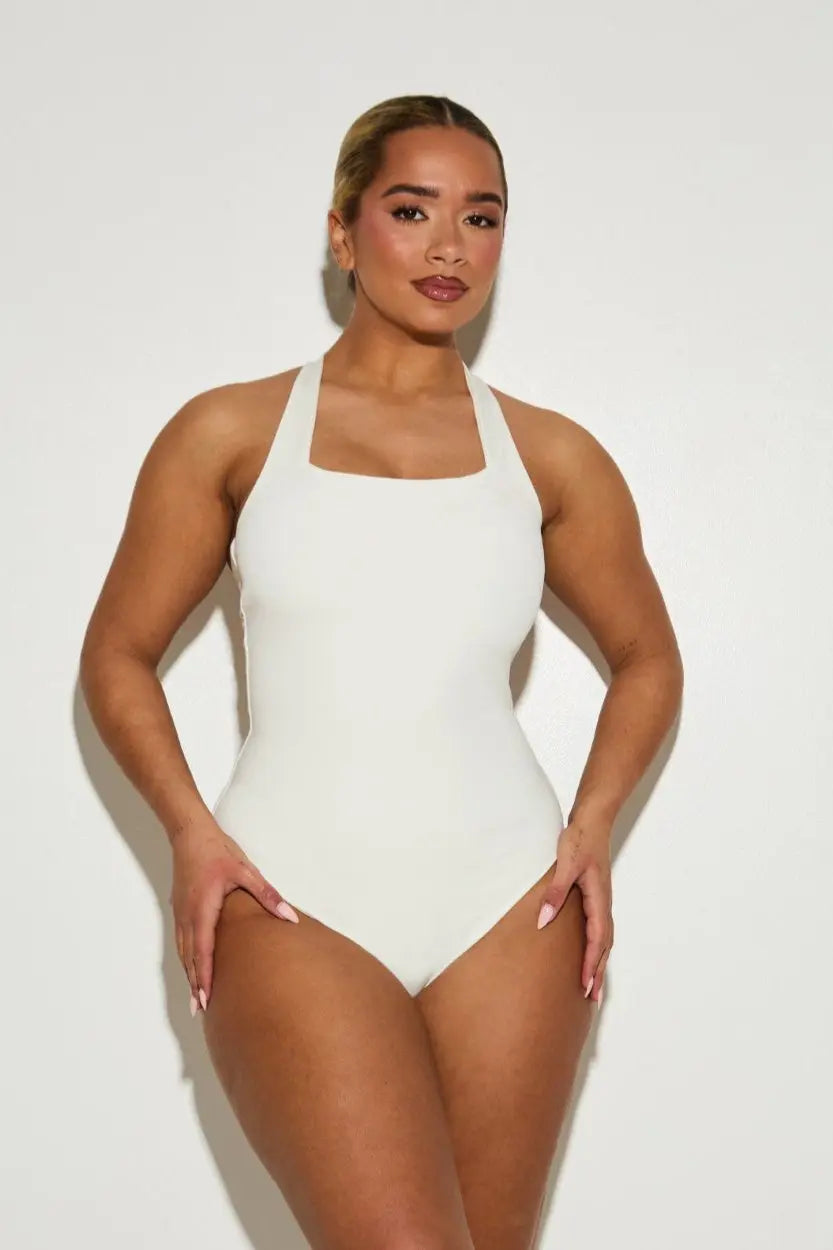 Scoop Square Neck 'Amelia' Bodysuit With Twist Back - Coconut (Limited Edition) RELR