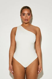 One Shoulder Cut Out 'Hallie' Bodysuit - Coconut (Limited Edition) RELR