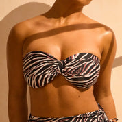 Bandeau Removable Strap Bikini Top - Zebra Print RELR